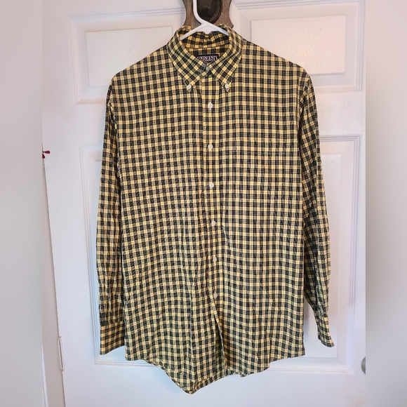 (994)Land's End Men's Long Sleeve Dress Shirt, Size: Small Color: Black & Yellow - Picture 2 of 11